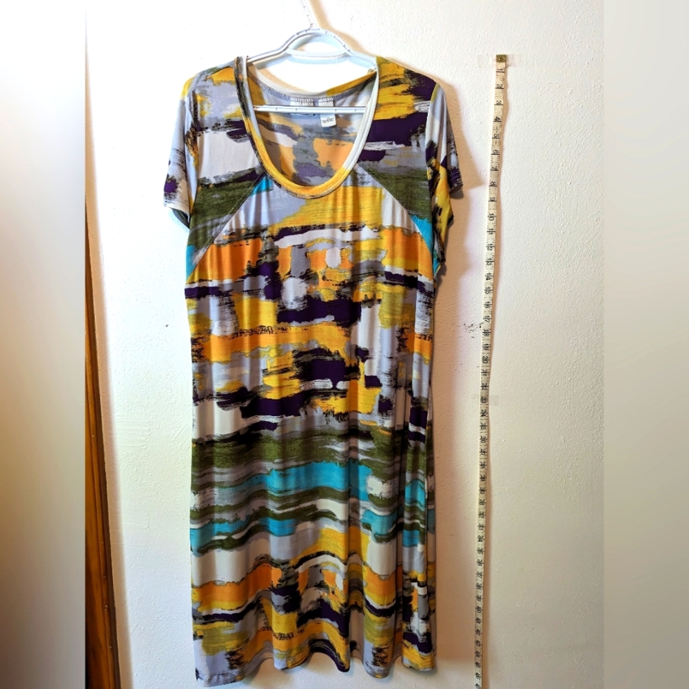 Dress by Kim Rogers, woman's collection, 3 quarter length, size 1X multi colored